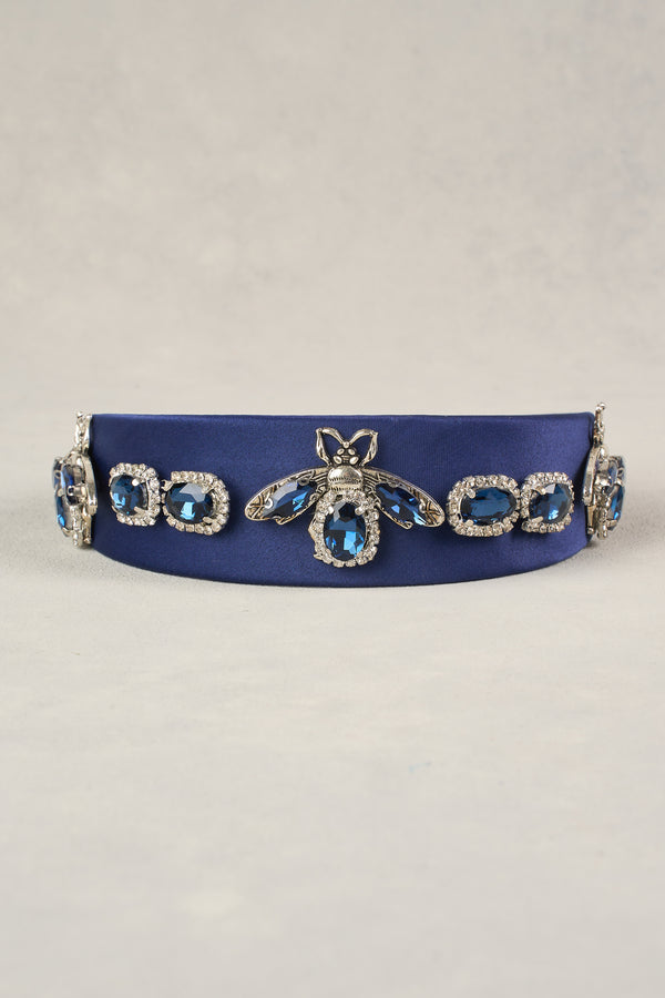 Bee Jewelled Headband - Navy