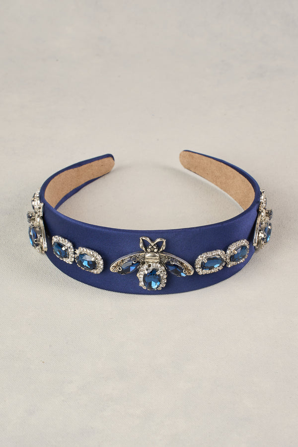 Bee Jewelled Headband - Navy