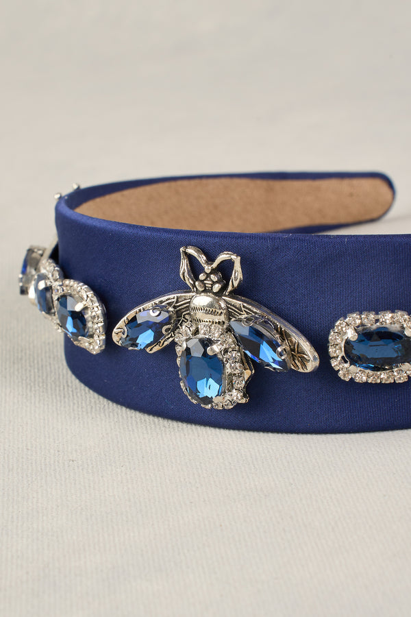 Bee Jewelled Headband - Navy