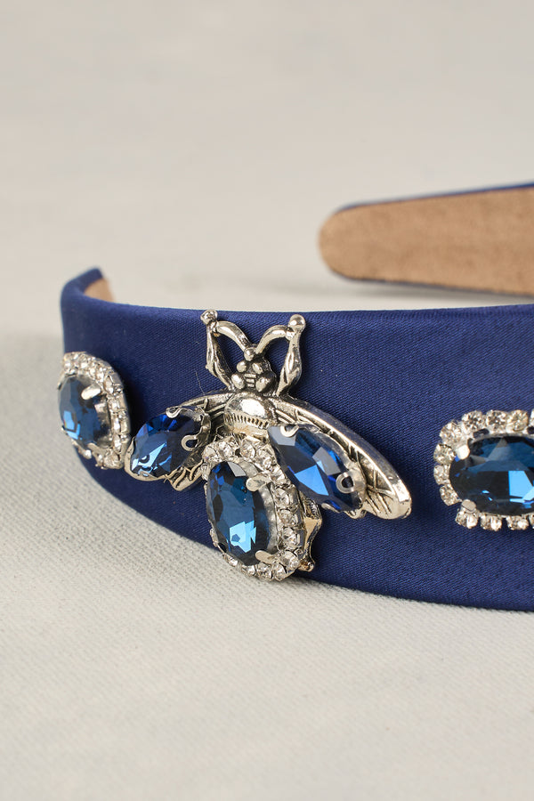 Bee Jewelled Headband - Navy