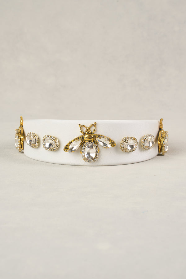 BEE JEWELLED HEADBAND - WHITE