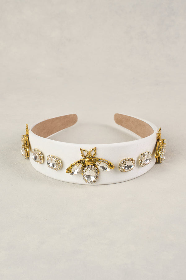 BEE JEWELLED HEADBAND - WHITE