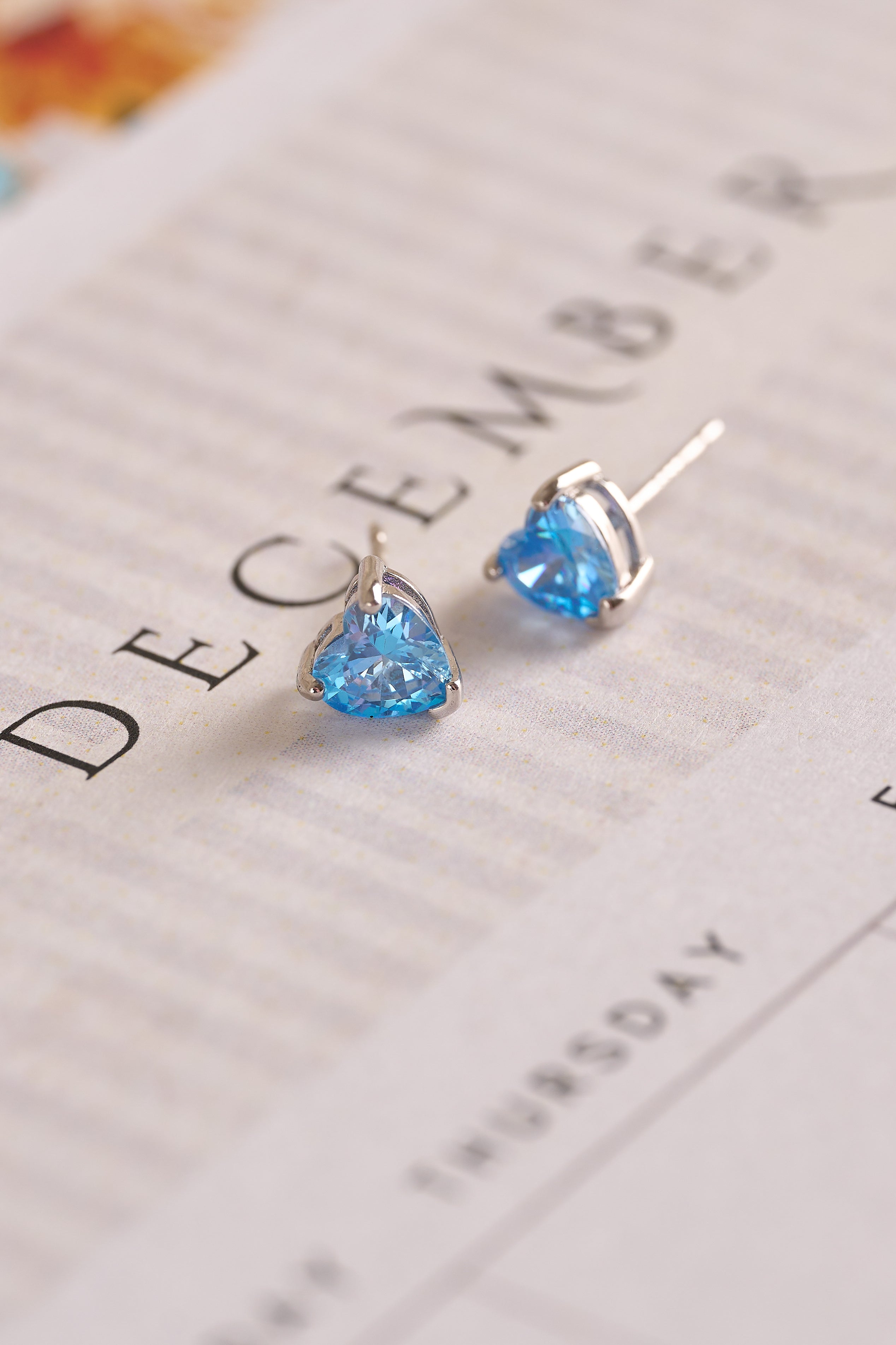 Blue topaz earrings,December birthstone earrings, Gold earrings, Small deals earrings