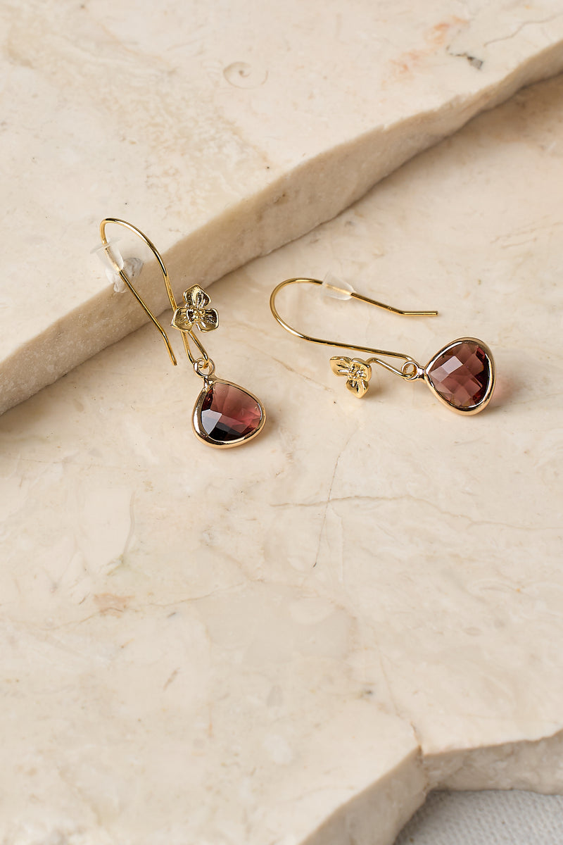 Bloom Drop Earrings - Plum