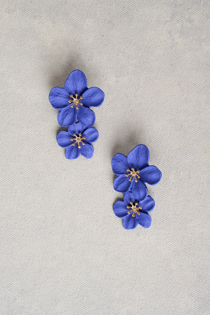 Blue Floral Earrings