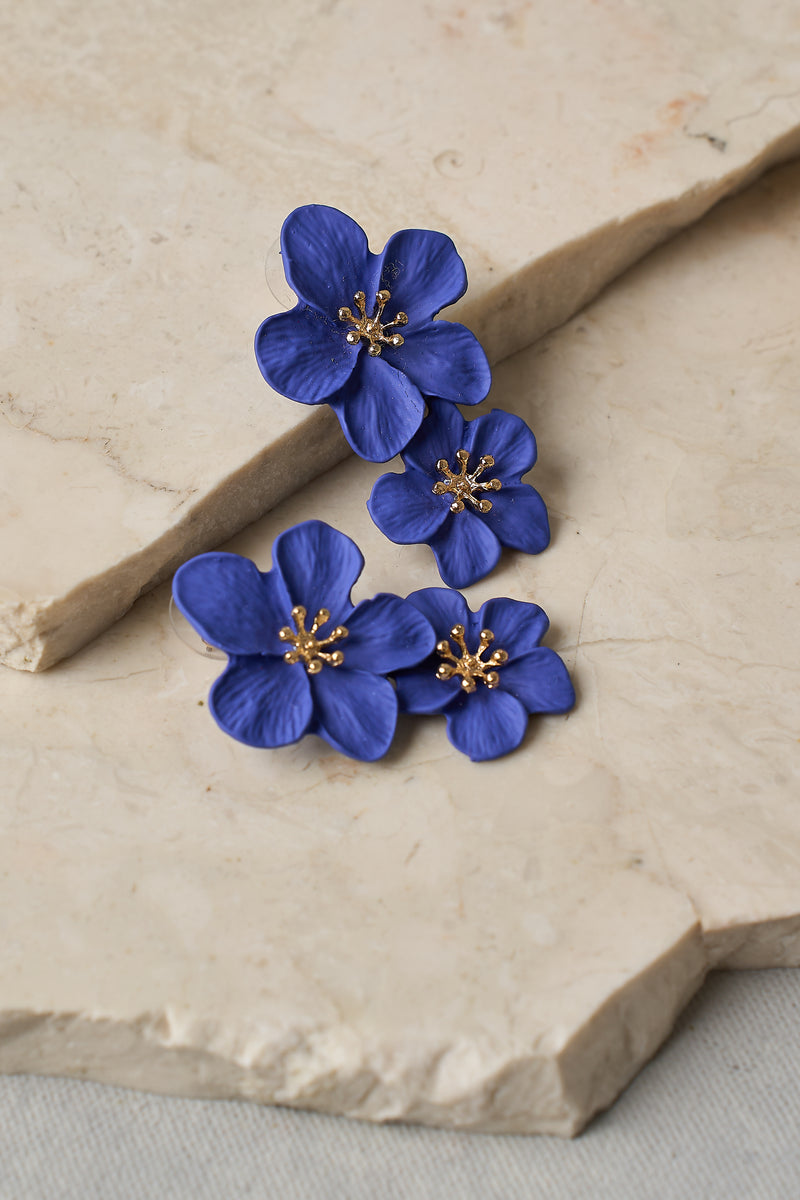 Blue Floral Earrings