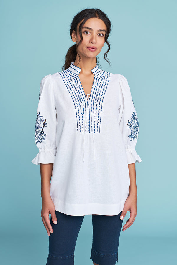 Embroidered Linen Cotton Tunic