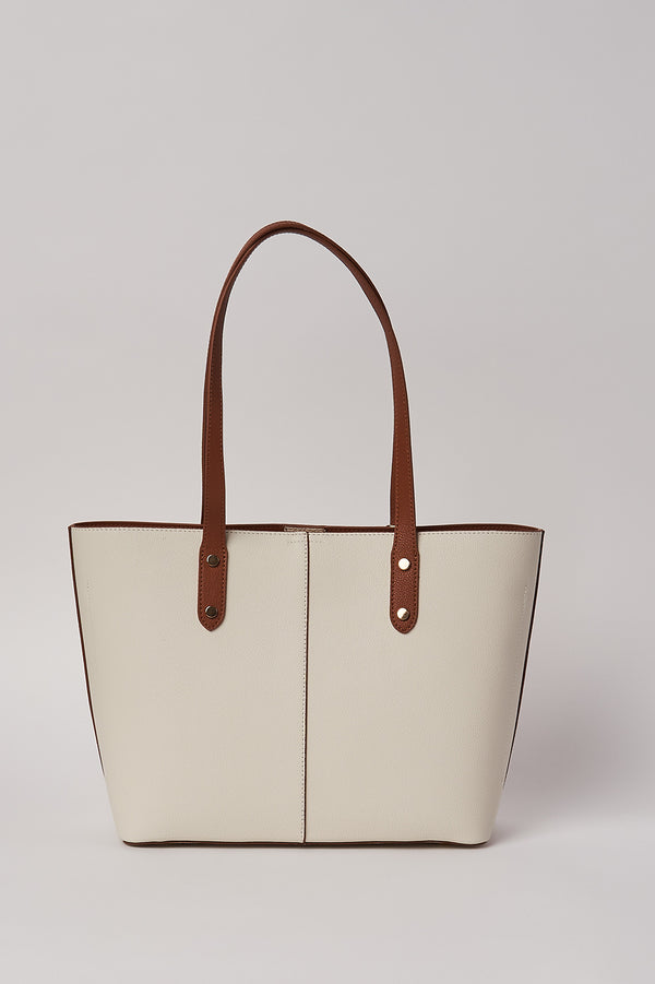 Breanna Leather Tote - Cream