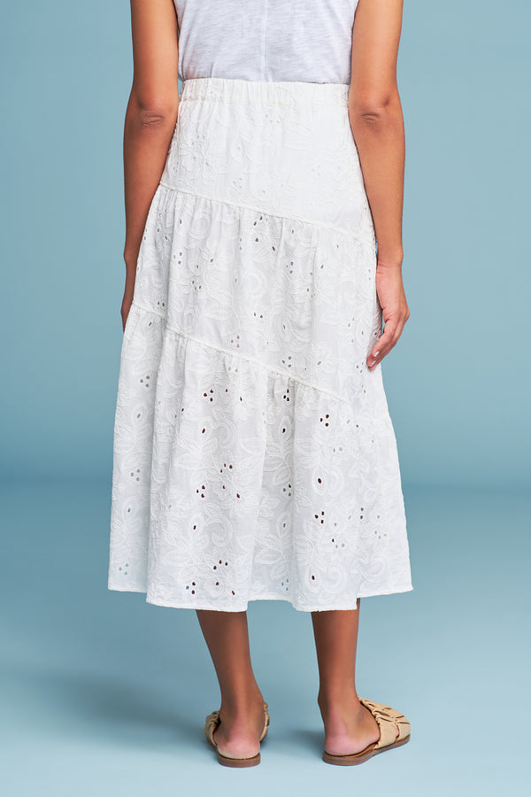 Broderie Tier Cotton Skirt
