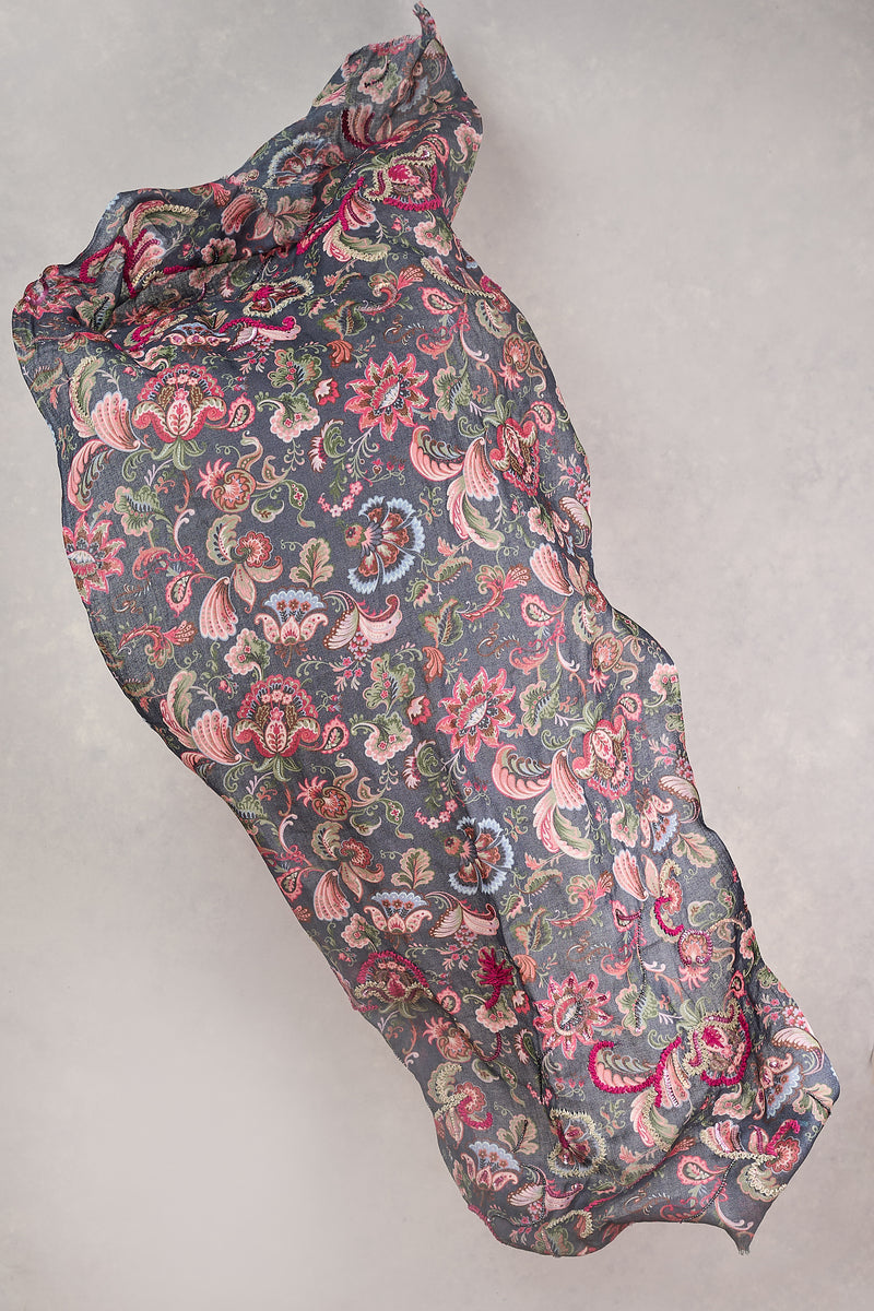 Embellished Paisley Wool Scarf - Multicolour