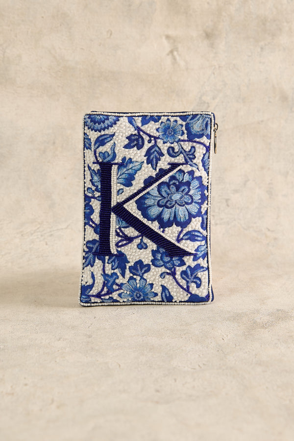 K Monogram Cosmetic Bag