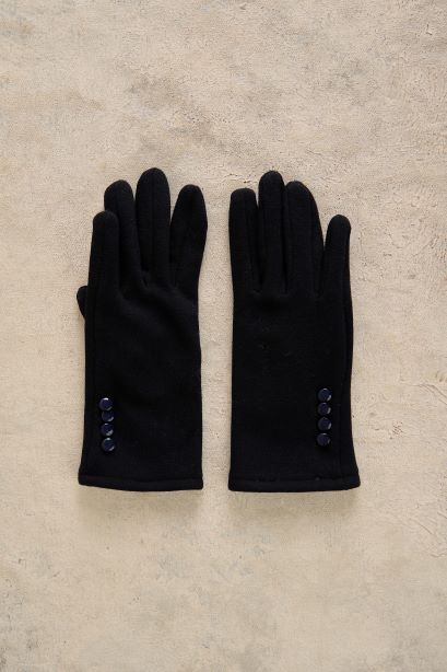 Navy Button Gloves
