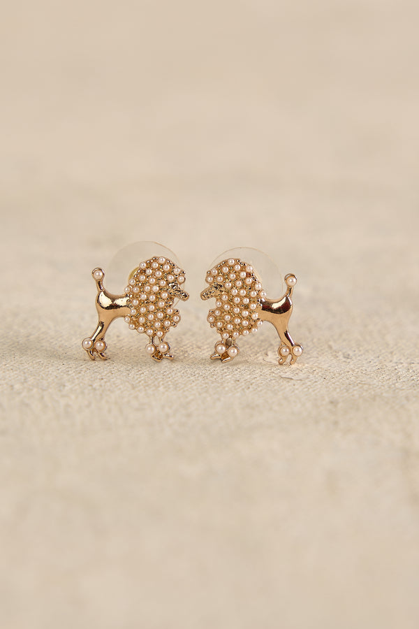 Pearl Poodle Earrings