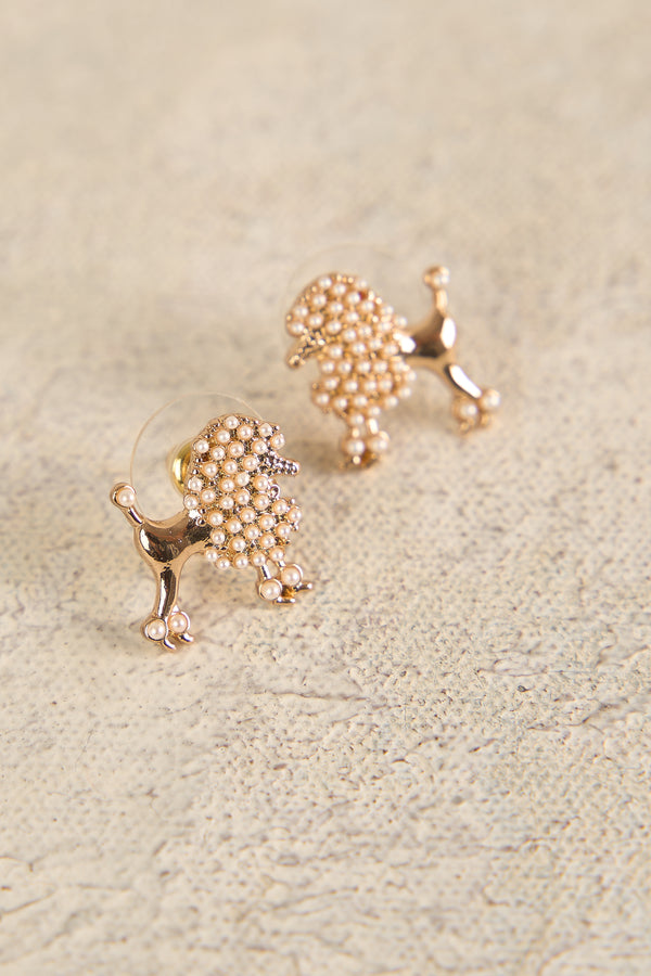 Pearl Poodle Earrings