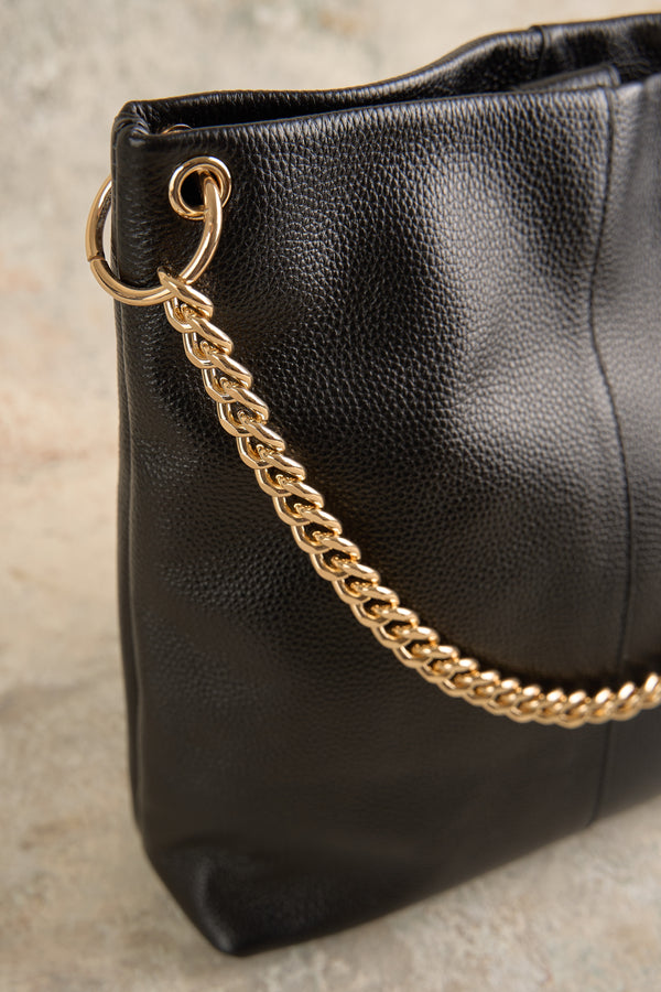 Leather Hobo Chain Bag