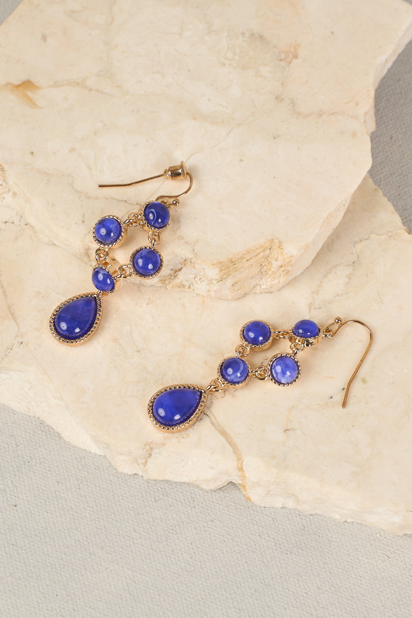 DEEP BLUE STONE EARRING - NAVY