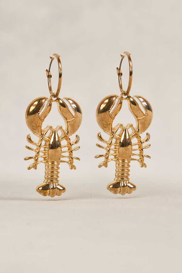 LOBSTER PENDANT EARRINGS - GOLD