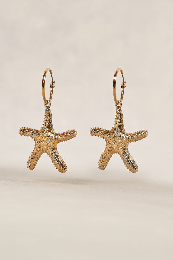 GOLD STARFISH PENDANT EARRINGS - GOLD