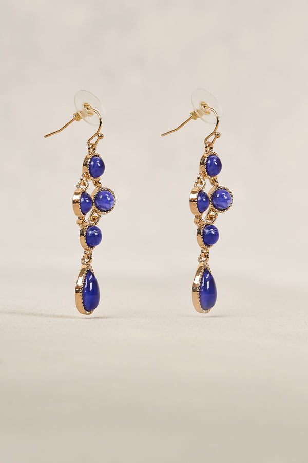 DEEP BLUE STONE EARRING - NAVY