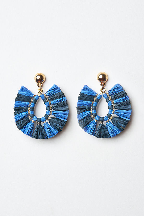 Blue Fray Earrings - Blue Multi