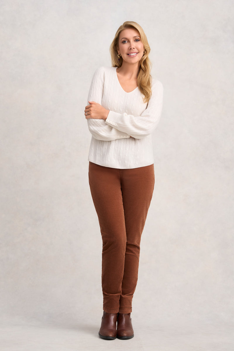 CASHMERE BLOUSON SLEEVE JUMPER - CREAM