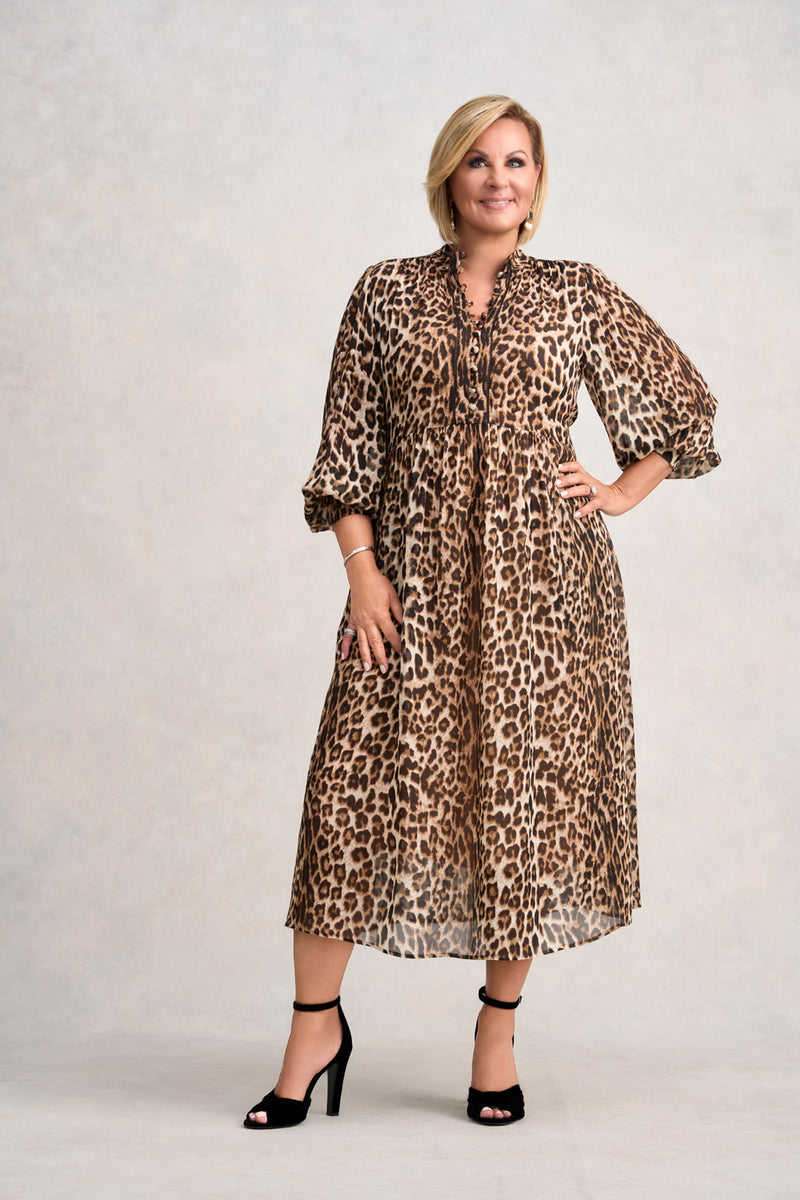 GEORGETTE PRINT DRESS - LEOPARD PRINT