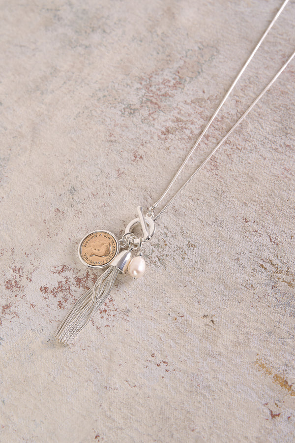 Coin & Tassel Pendant Necklace