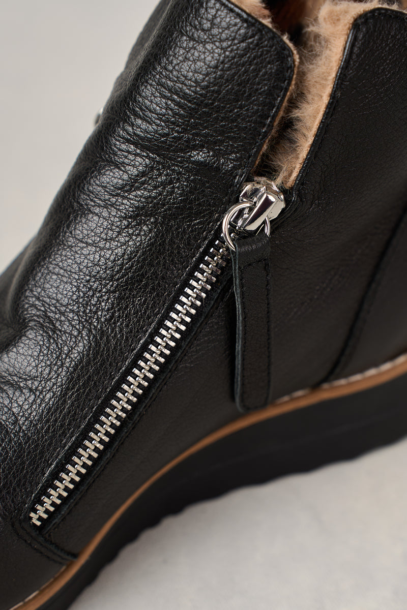 Double Zip Sneaker Boot - Black