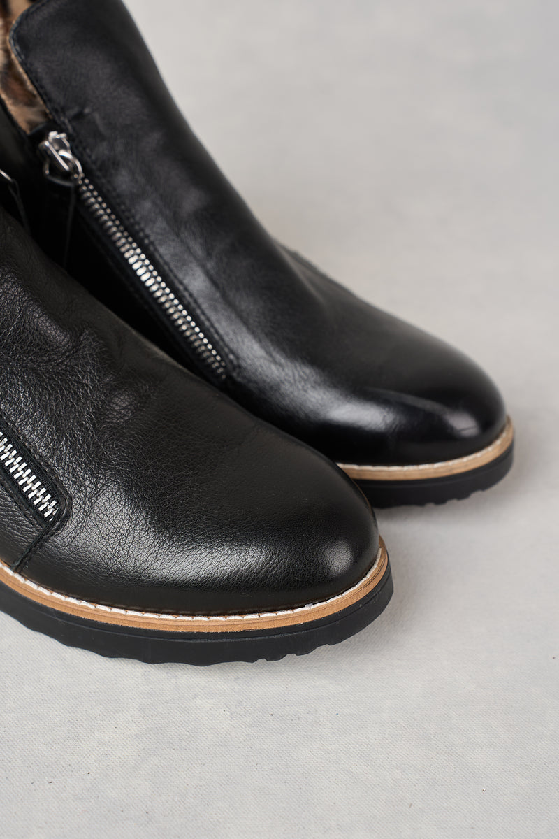 Double Zip Sneaker Boot - Black
