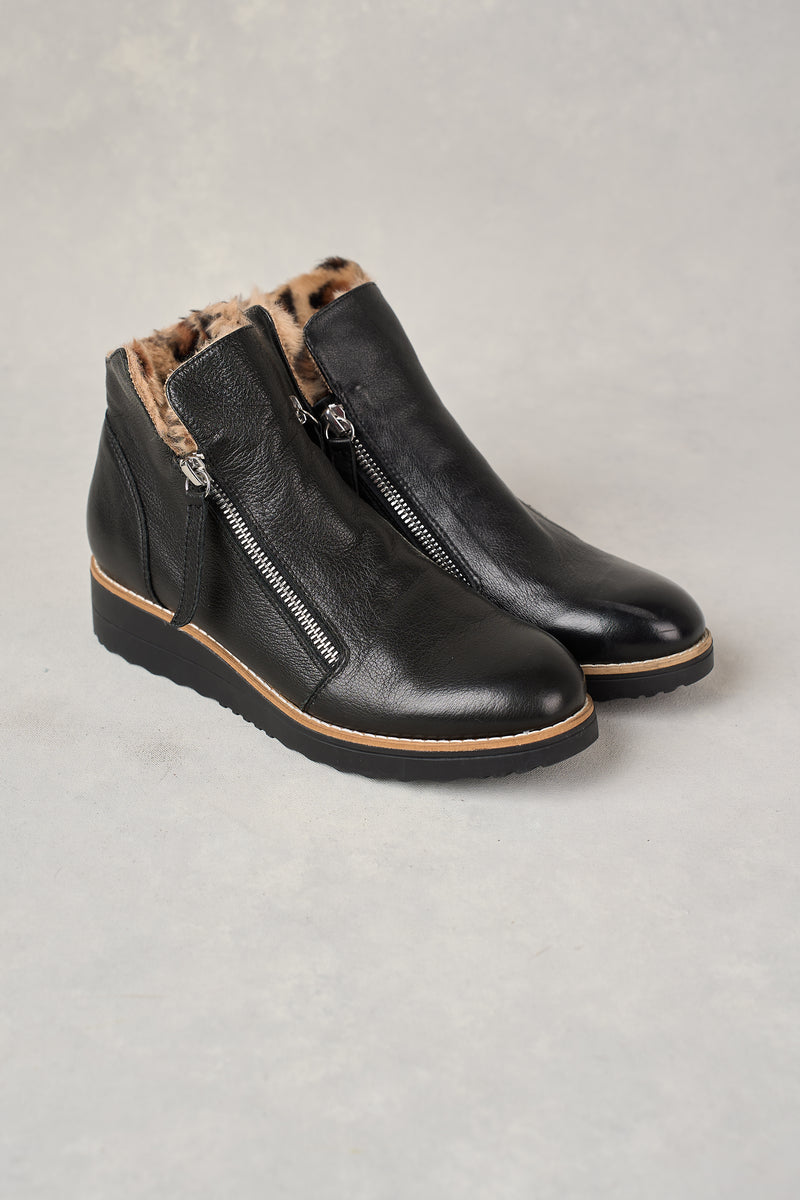 Double Zip Sneaker Boot - Black