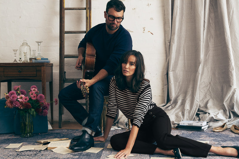 Black and White Stripe Crochet Jumper