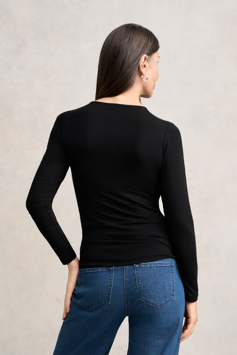 Draped Jersey Top - Black
