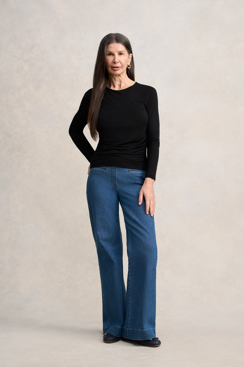 Draped Jersey Top - Black