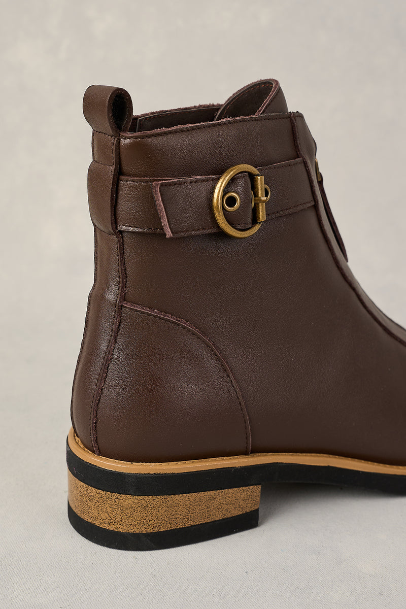 Ella Zip Front Boot - Chocolate