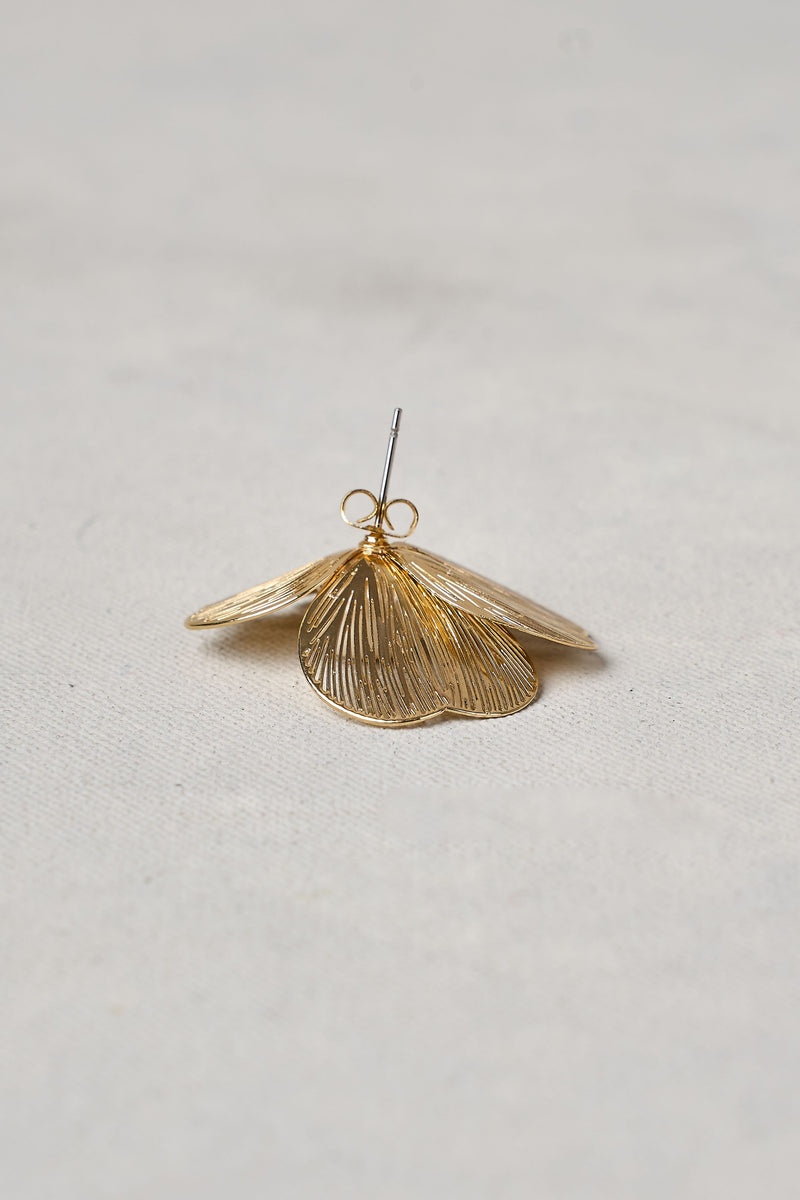 Flower and Pearl Statement Studs - Gold