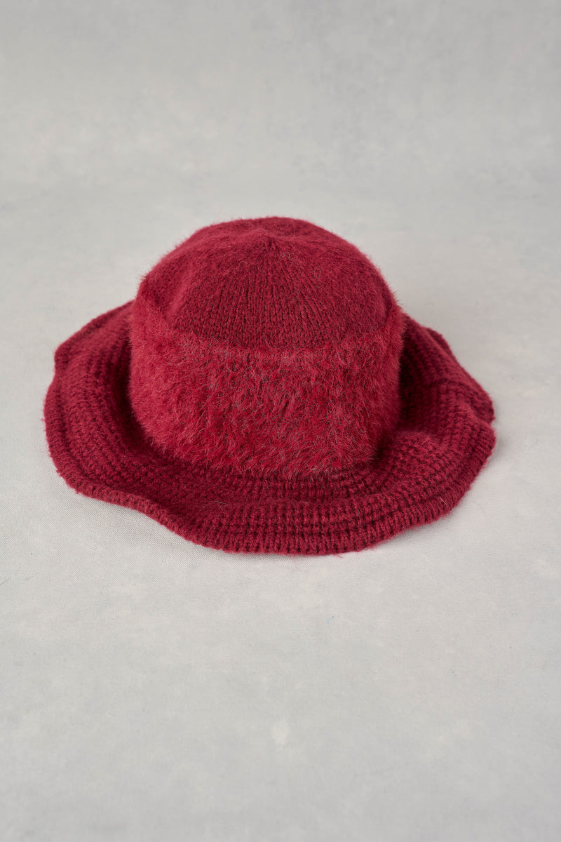 Fluffy Cloche Hat - Burgundy