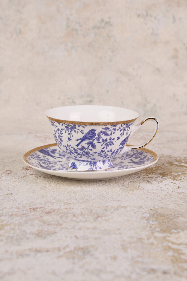 French Blue Bird Teacup & Saucer