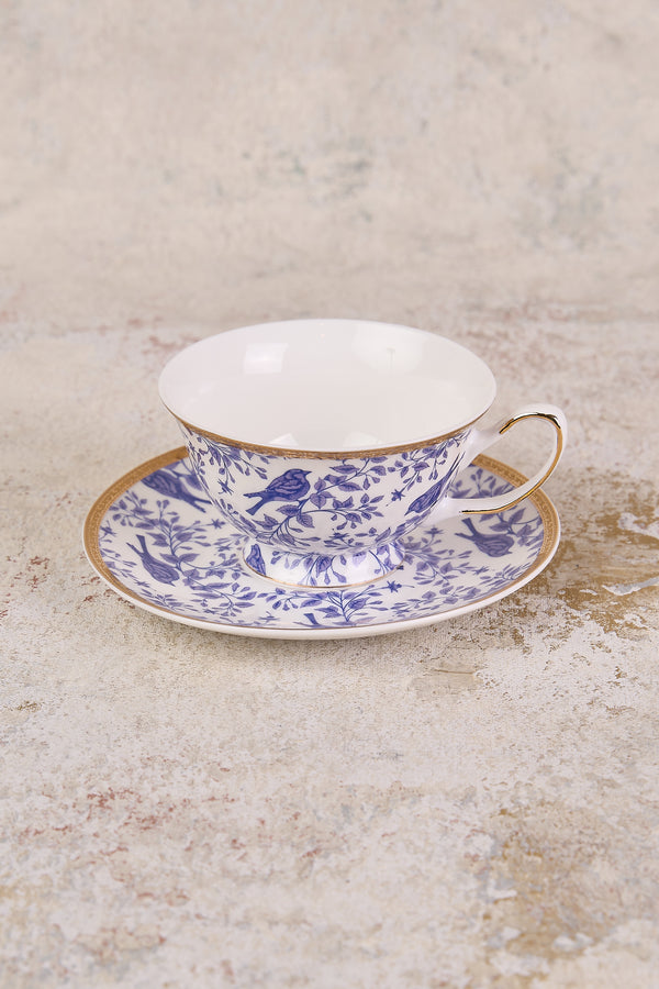 French Blue Bird Teacup & Saucer