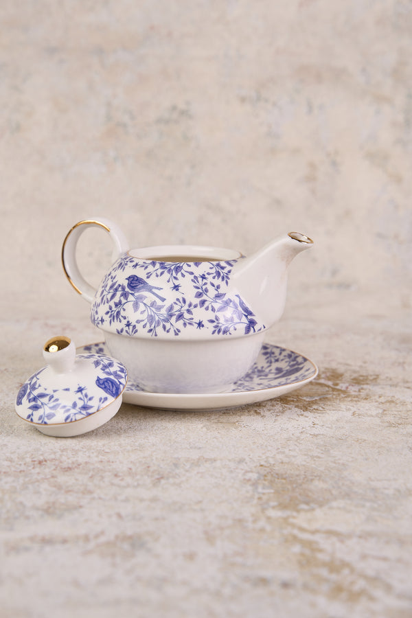 French Blue Bird Tea For One