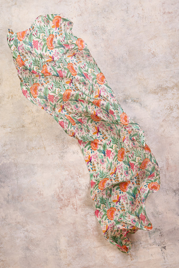 Garden Floral Silk Scarf