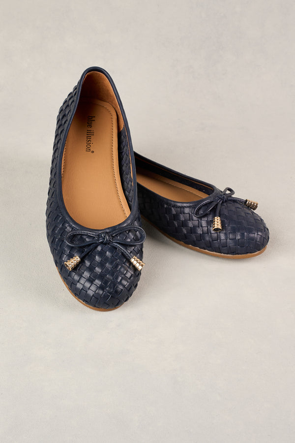 GIA WOVEN BALLET FLAT - NAVY