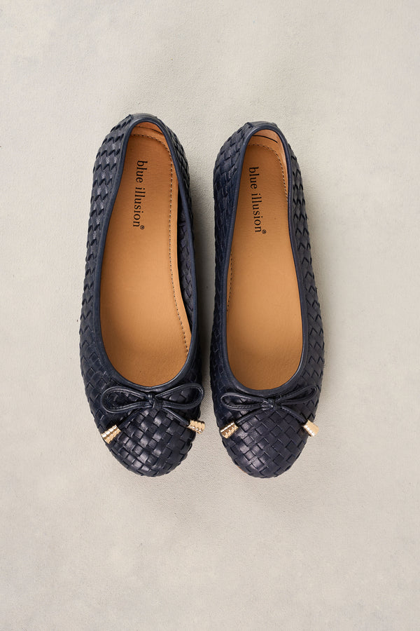 GIA WOVEN BALLET FLAT - NAVY