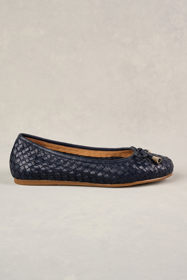 GIA WOVEN BALLET FLAT - NAVY