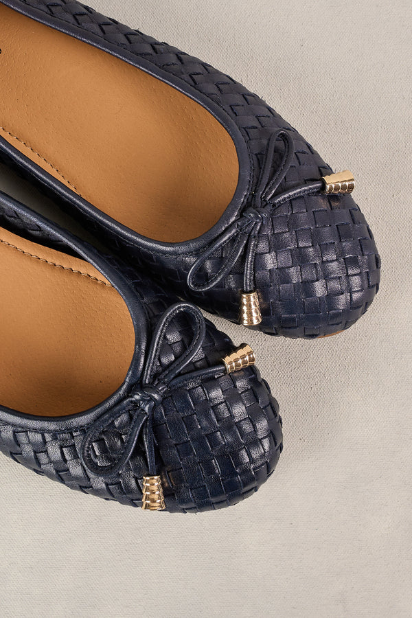 GIA WOVEN BALLET FLAT - NAVY