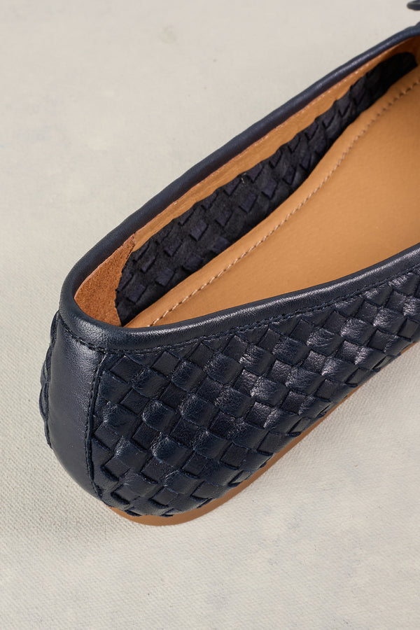 GIA WOVEN BALLET FLAT - NAVY