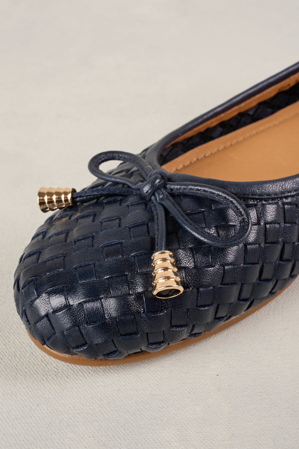 GIA WOVEN BALLET FLAT - NAVY