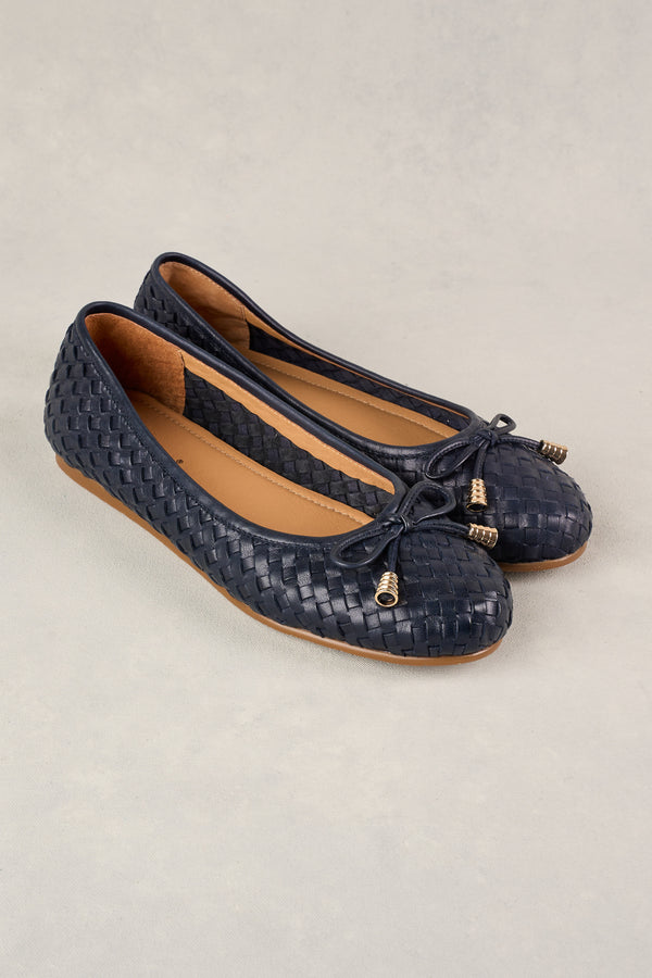 GIA WOVEN BALLET FLAT - NAVY