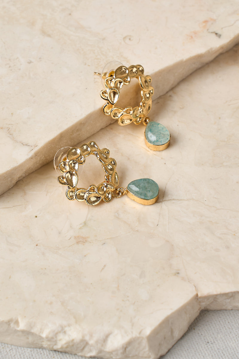 Gold Wreath Drop Earrings - multicolour