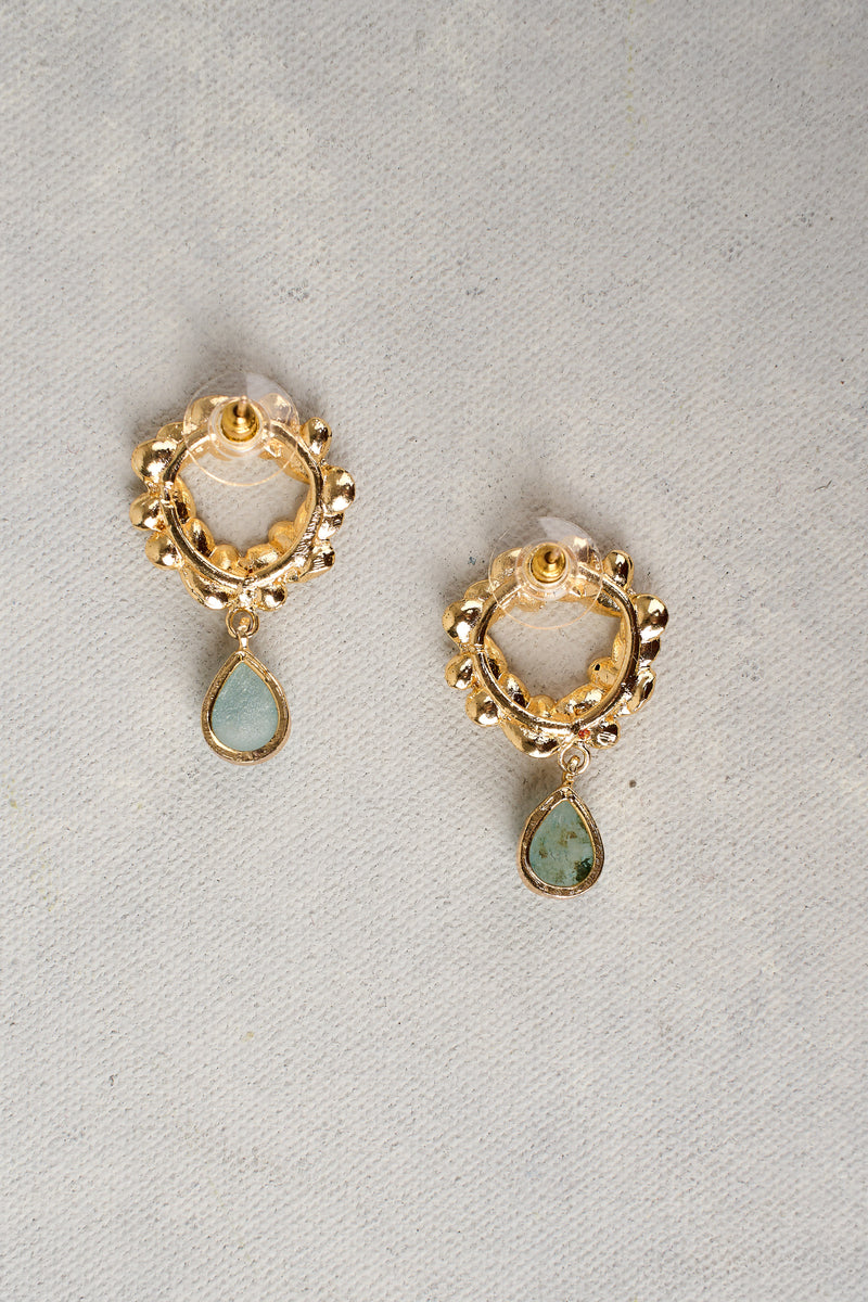 Gold Wreath Drop Earrings - multicolour