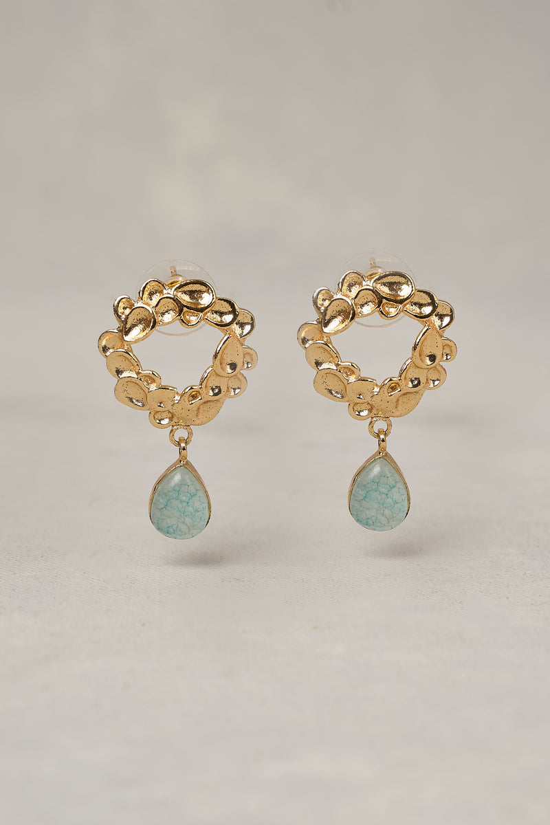 Gold Wreath Drop Earrings - multicolour